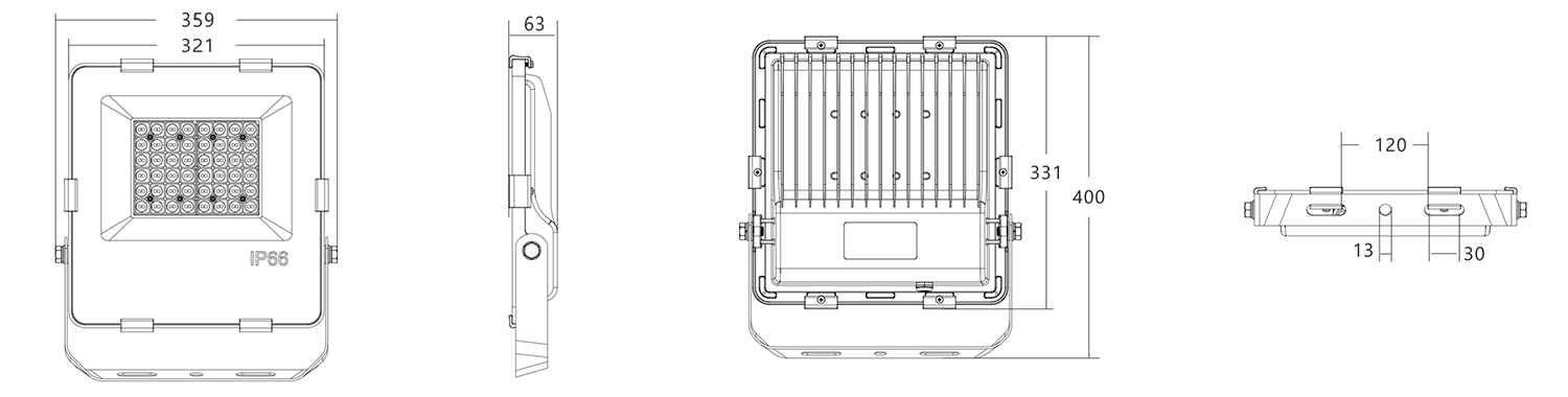 Размеры прожектора AURO-PRO-FL BSC-E-150