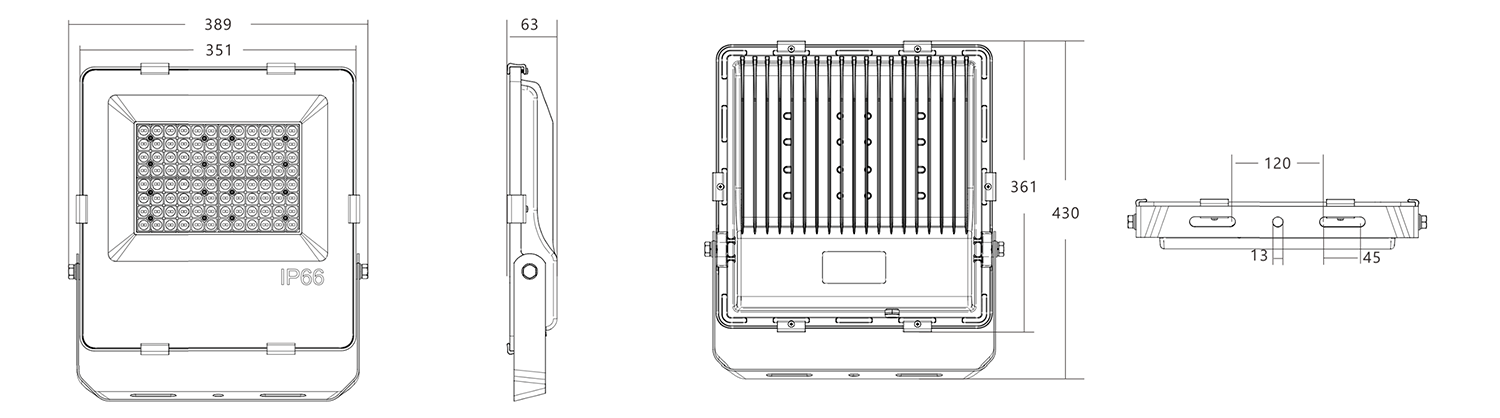 Размеры прожектора AURO-PRO-FL BSC-E-200